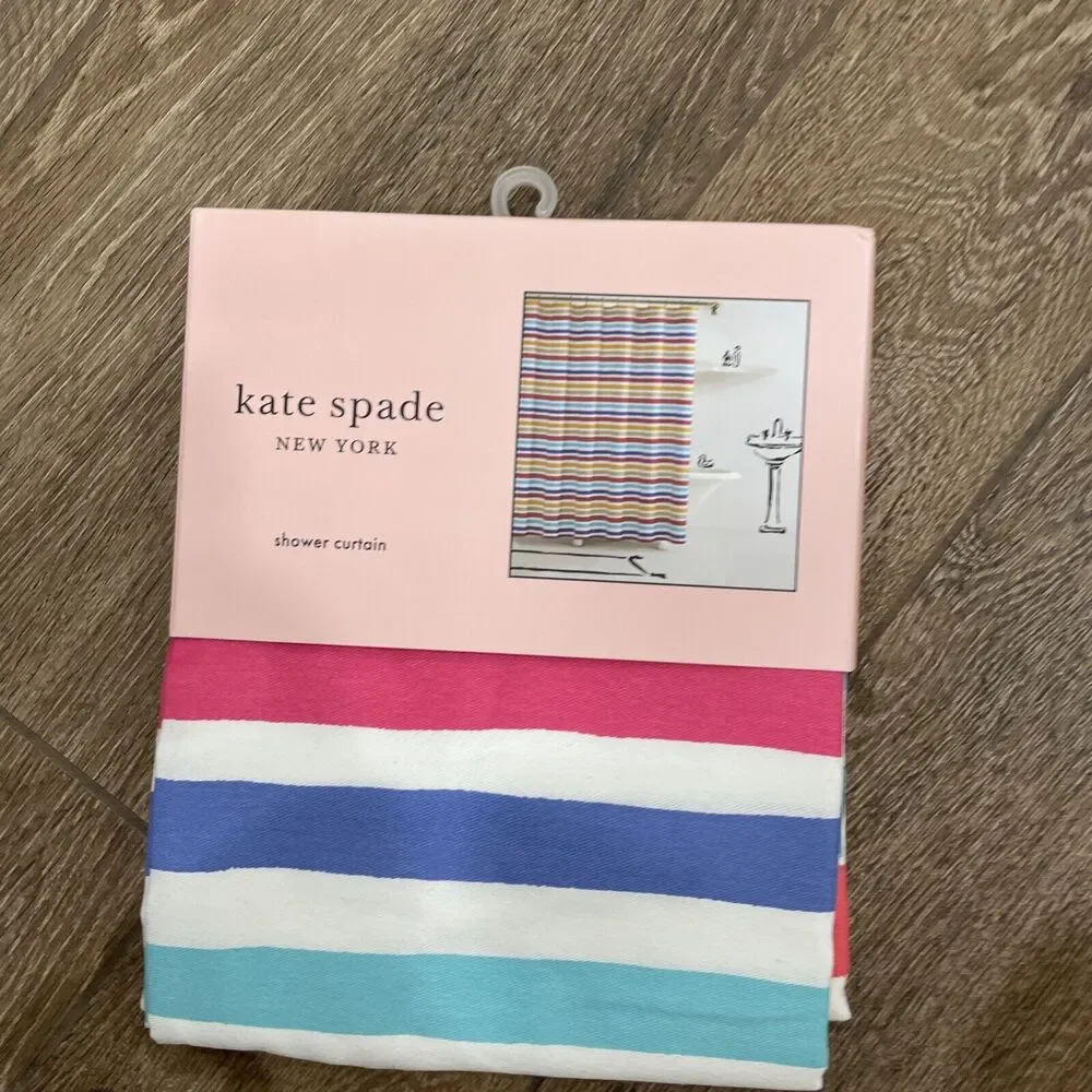 NEW Kate Spade New York PAINTED STRIPE 72x72 Fabric Shower Curtain 100% Cotton